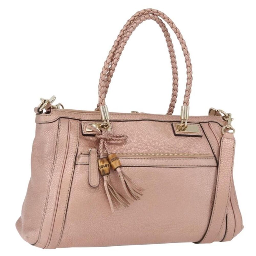 Gucci Bella Convertible Top Handle Leather Pink Leather Handbag